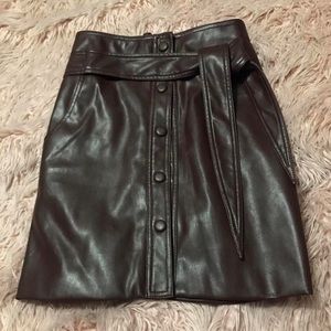 uo faux leather brown skirt
